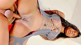 young beauty's wet pussy squirts from rough double fisting and face fucking