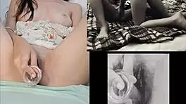 petite babe boldly masturbates hard watching steamy lesbian orgy action