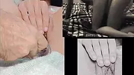 petite babe boldly masturbates hard watching steamy lesbian orgy action