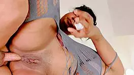 young beauty's wet pussy squirts from rough double fisting and face fucking