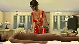 indian stepmom massages virgin after work to spark hot creampie relief