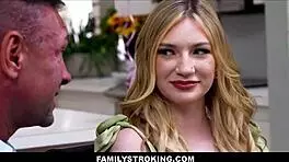 Small tits virgin teen cums hard while sucking stepdad's monster cock!