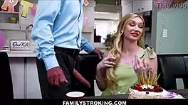 Small tits virgin teen cums hard while sucking stepdad's monster cock!