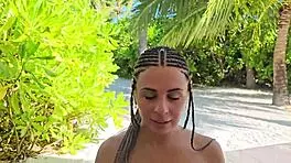 beach flirt leads to naked pov blowjob and cumshot handjob