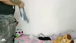 latina milf catches voyeur stroking then rides his huge cock wildly