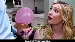 Small tits virgin teen cums hard while sucking stepdad's monster cock!