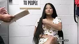 thick asian office thief sneaks in for hidden hardcore fucking thrill