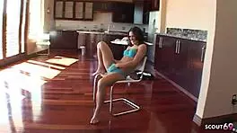 Fluffer crashes porn set blowbang, blonde duo gulps facials from four studs