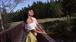 picnic date escalates to rough doggystyle on grassy blanket