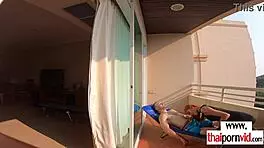 petite thai nympho cherry bounces skinny body on big white cock outdoors