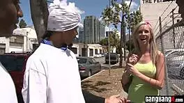 Busty braces girl craves bbc gangbang double stuffing frenzy