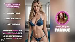 ai blonde babes flaunt big tits and ass in blue lingerie