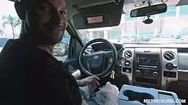 Stella Sucks and Rides Tattooed Driver's Cock in Car After Ink Session