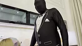 Horny blonde girlfriend gets served by ai butler's massive cum load