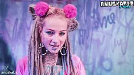 tattooed punk babe toys her ass double deep 😈 anal fingering frenzy