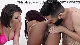 perfect black girl surrenders tight asshole for first wild threesome
