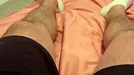 stepping into his room to model my new lingerie then grabbing his monster cock