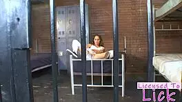 Prison tease: lindsey meadows licks her way to lesbian ecstasy