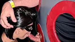 Fucked hard by two cocks in glory hole swingers!