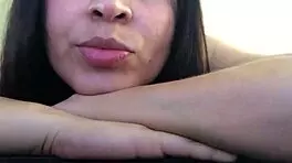 damn, watch this curvy sexy slut strip and gape in the living room!