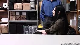 hot big tits brunette shoplifter sucks lp officer cock in office