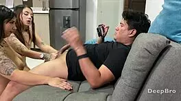 Wild Double Blowjob POV Guide With Two Curvy Latinas Sloppy Side Angle