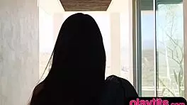 Petite Latina's outdoor striptease bubble butt reveal