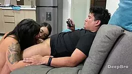 Wild Double Blowjob POV Guide With Two Curvy Latinas Sloppy Side Angle