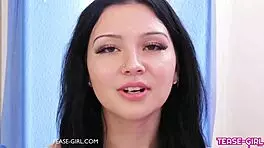 super cute brunette teases in pov interview before swallowing cum