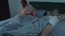 stepmom rides stepson vibrator on hotel bed new years creampie