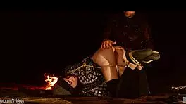 real anal virgin brooke johnson tied in desert for rough ass training