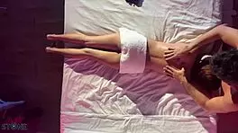 😏 hidden cam catches 18yo colombian masseuse's oiled pussy licking