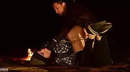 real anal virgin brooke johnson tied in desert for rough ass training