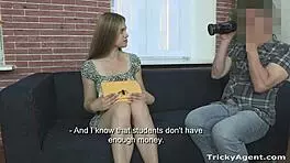 Blonde Emma Thrills in Tricky Casting Perfect Ass Tiny Dress