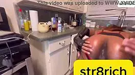 Hot ebony babe takes huge bbc deep in pussy and ass