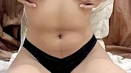 Innocent teen babe pleasures her tight pussy with dildo