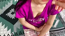 paid off horny amateur babe for her first time licking pussy then fucked tight virgin hole hard