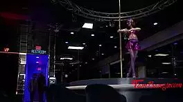 cute petite college teen gets clothes ripped in wild mmf 3some at strip club