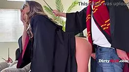 petite cute blonde milf sneaks wand into pussy at masked costume party