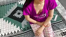 paid off horny amateur babe for her first time licking pussy then fucked tight virgin hole hard