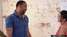 petite masseuse pounded by massive black cock in massage room!