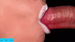 sloppy latina blowjob with double cum mouth play asmr