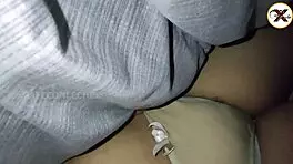 sliding cock into her hairy vagina till cum on ass without waking