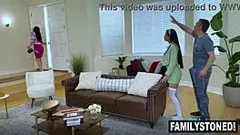 Aenna green sneaks stepdad's big cock blowjob with emojis 😈🍆💦 almost caught by wife