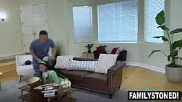 Aenna green sneaks stepdad's big cock blowjob with emojis 😈🍆💦 almost caught by wife