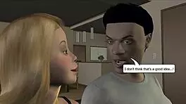 blonde babysitter with small tits in animated adventure