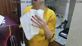 Horny Indian babe kitchen fuck with dirty talk