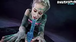 psychedelic hippies pip dive into wild dildo anal play