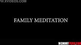 blonde milf joins chubby nervous duo for taboo group blowjob