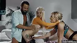 WIFE JOINS HUSBAND CHEATING WITH HOT WAITRESS DEEPTHROAT FUN!